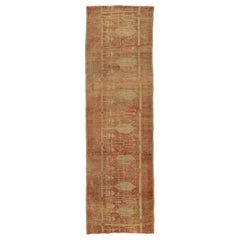Tapis de couloir artisanal vintage turc d'Anatolie terre cuite 2 x 8