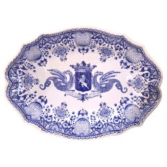 Grande piatto da portata francese del XIX secolo in faience dipinto Beau Quimper