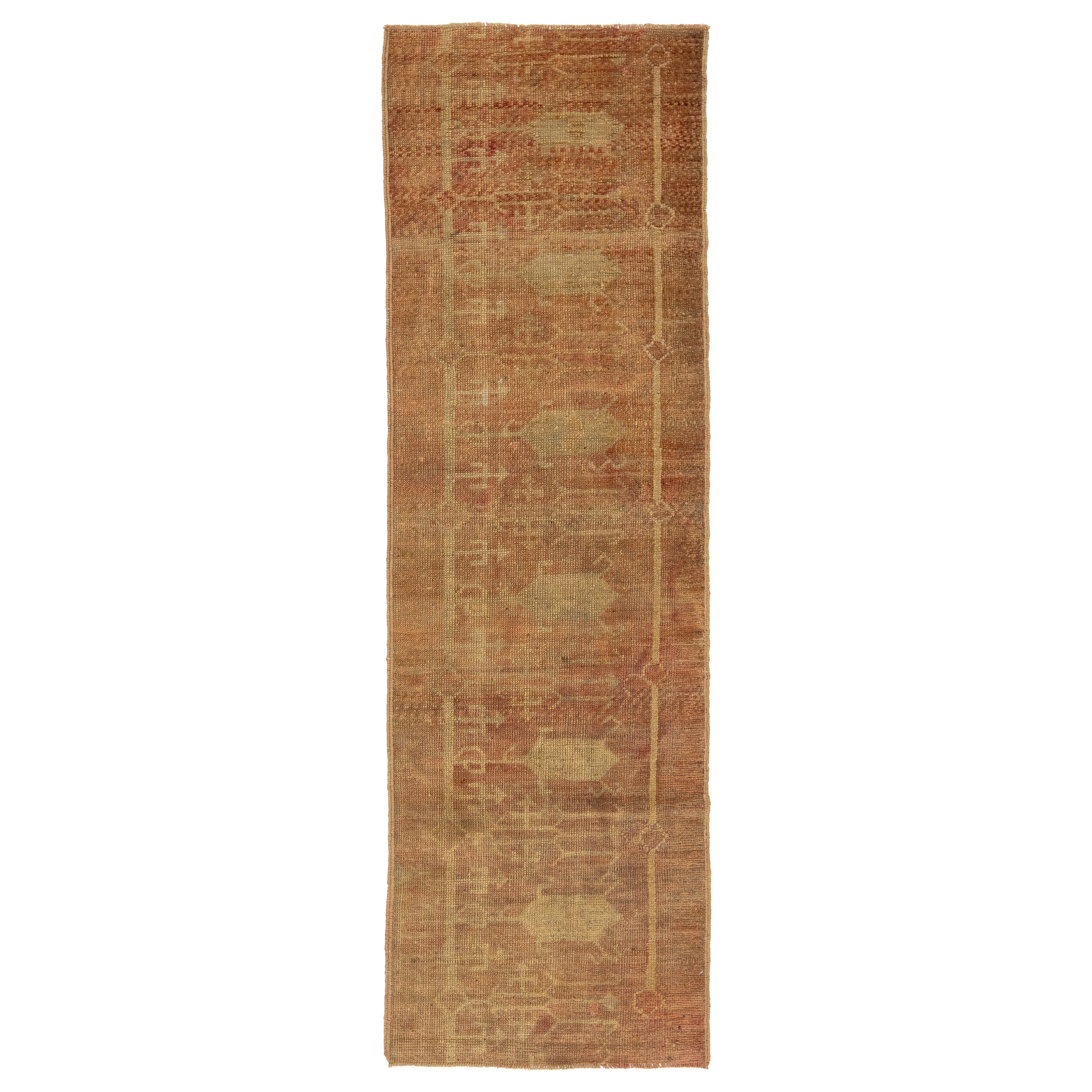 Tapis de couloir artisanal vintage turc d'Anatolie rouille 2 x 6