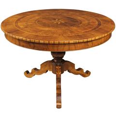 20th Century Inlaid Wood Table with Geometric Decorations