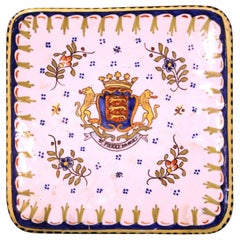 Bandeja posavasos de loza francesa de principios del siglo XX por De Charolle Quimper