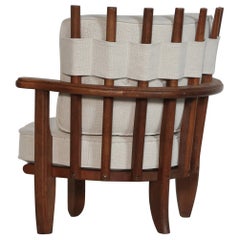 Guillerme et Chambron Oak Tricoteuse Corner Chair, France, 1960s