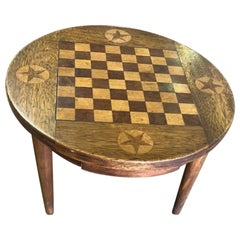 20thc Folky Inlaid Gaming Table With Drawers