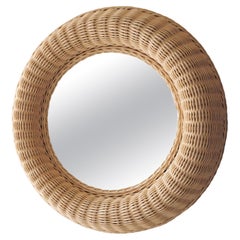 Miroir Decor Decoratif Rond en Osier Artisanal Art Folklorique Mexique Tissé à la main en Rotin