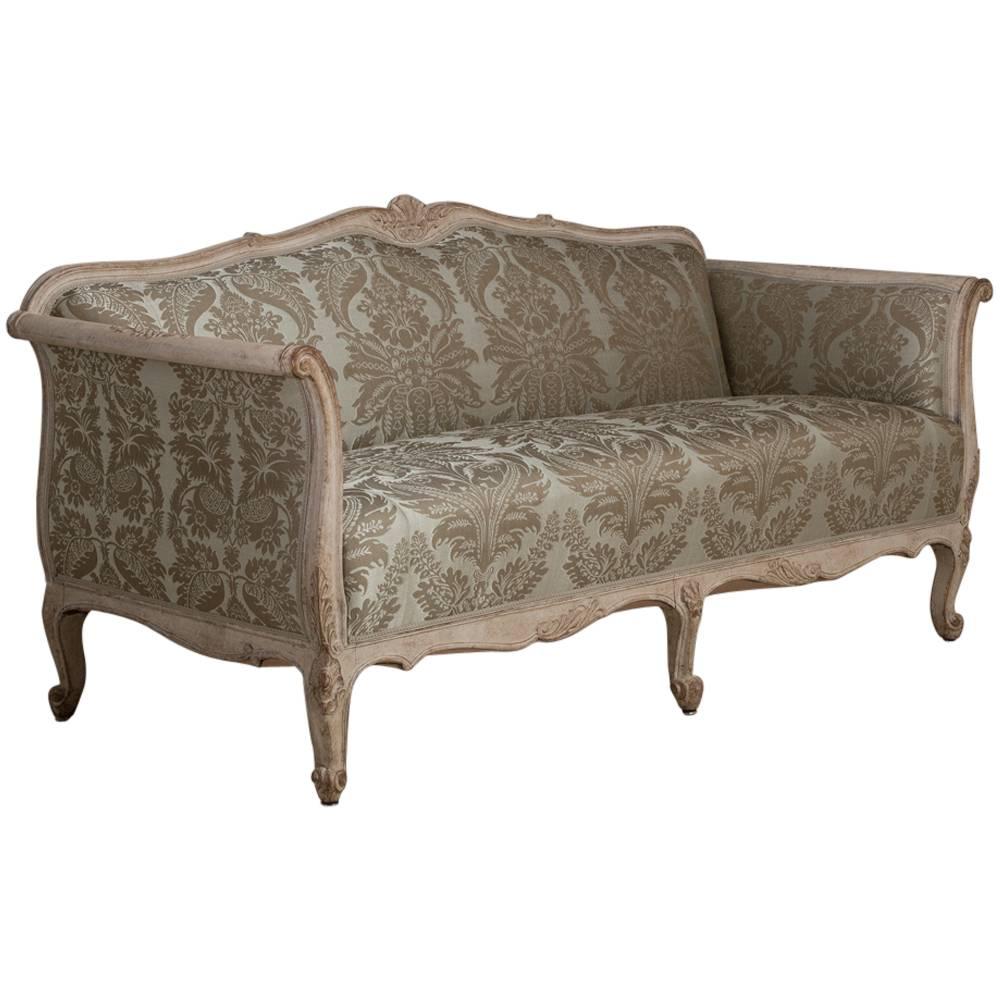 19th Century Damask Upholstered Swedish Sofa, circa 1880 For Sale