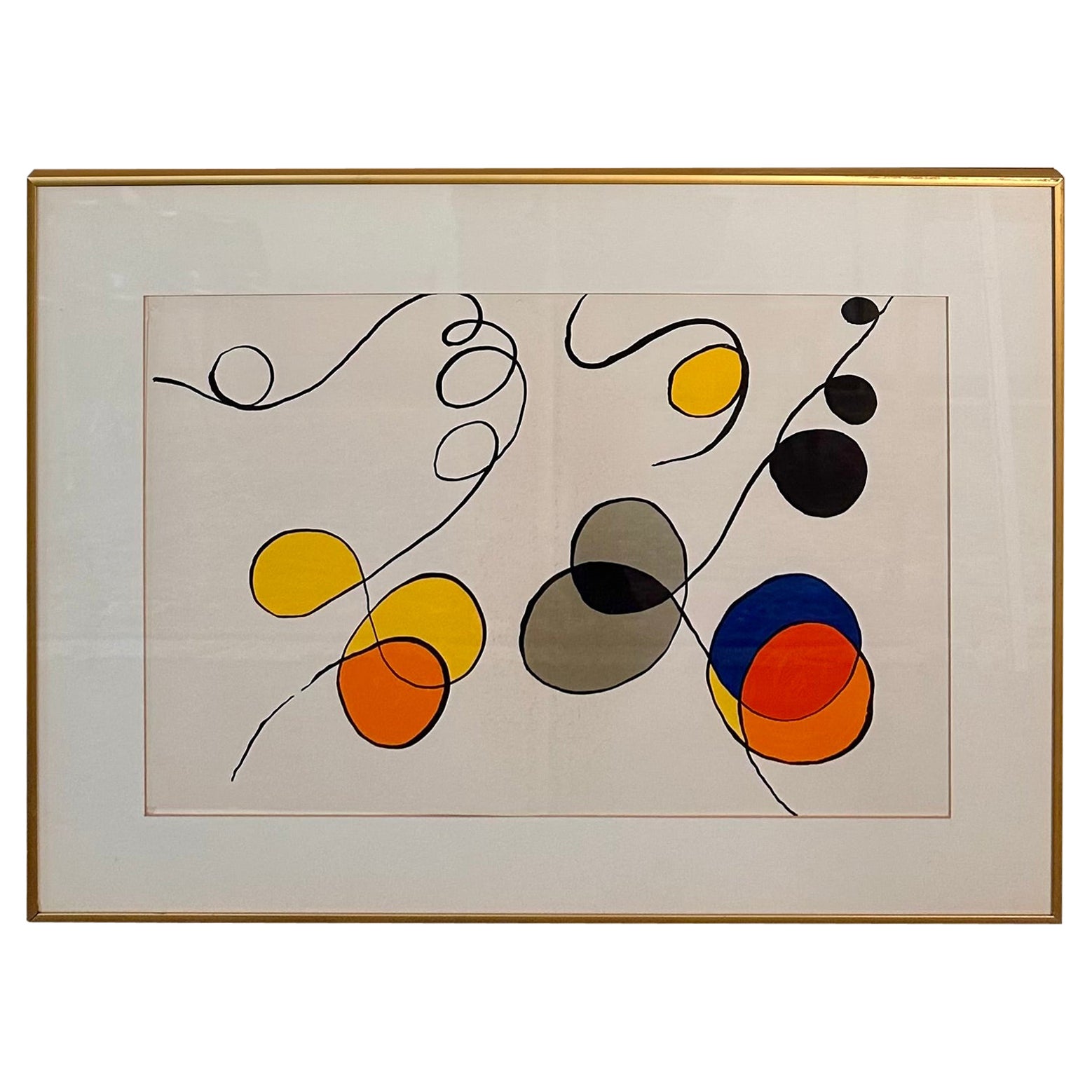 Alexander Calder "Merging Curves" litografia astratta a colori non firmata