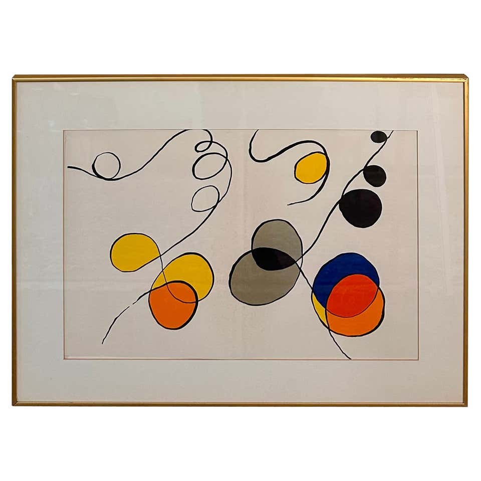 Calder Red Color Alexander Calder, 1944 Color Lithograph, Wire Figure Under Red Sun For ...