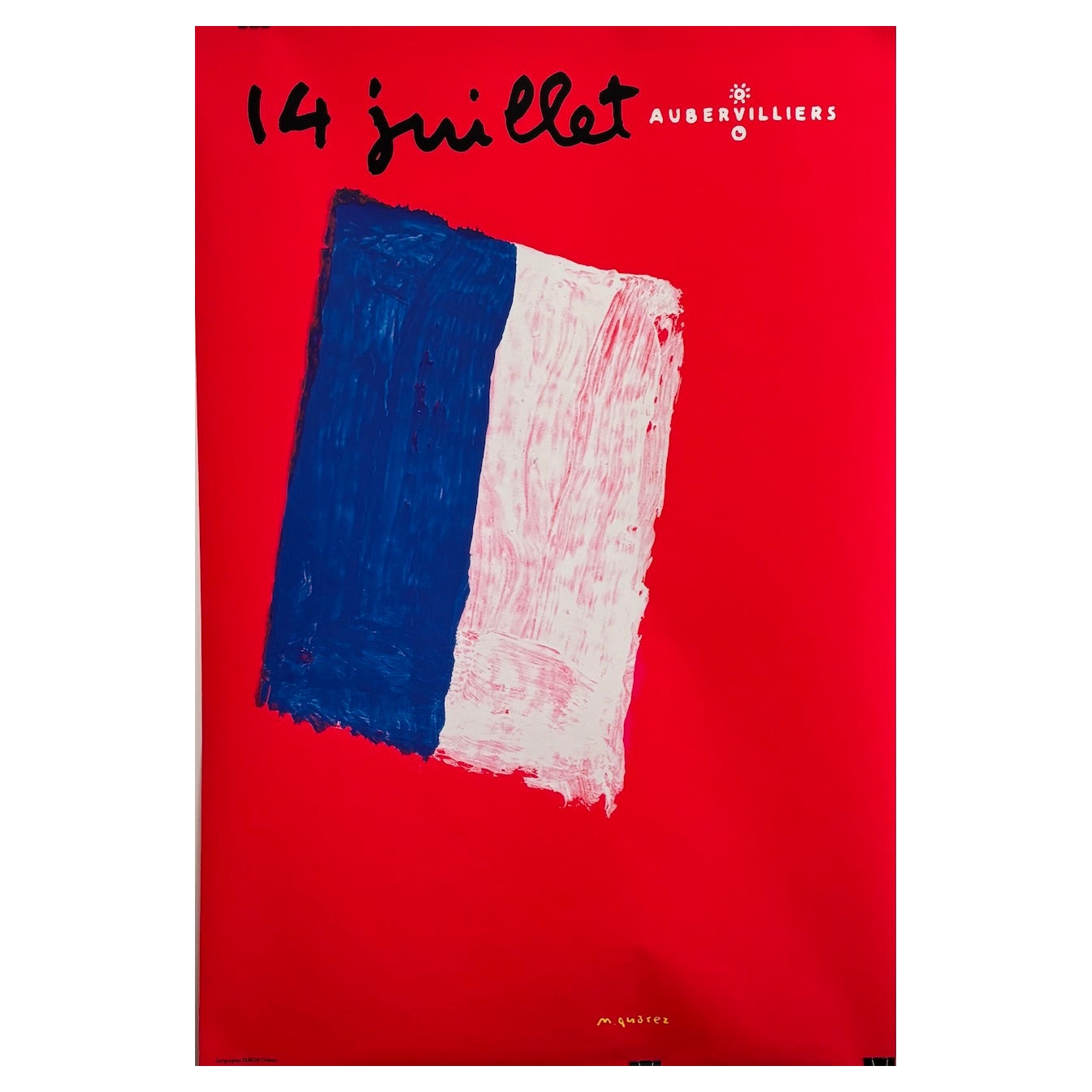 Quarez 14 Juillet Original Vintage Póster Raro Póster Francés Bandera 1996