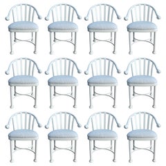 Ensemble de douze chaises de salle à manger designer, soie crème, Kravet Boucle Beige