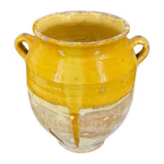 19th Century French Glazed Confit Pot in Yellow Ochre