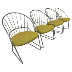 Mid-Century Modern Chrome Tubular Dining Chairs - Set of 4