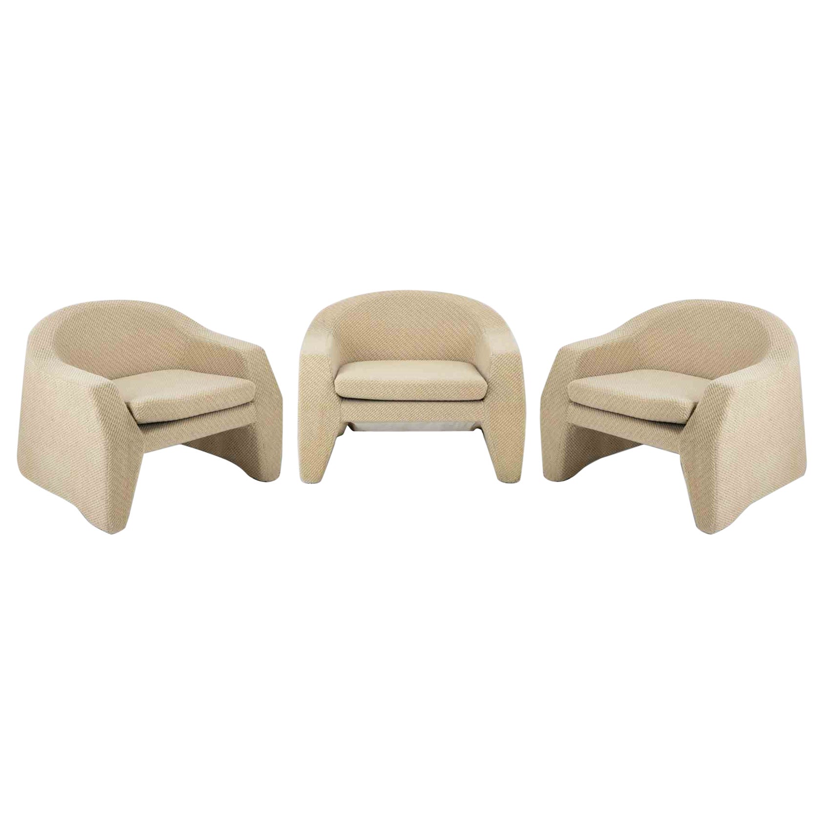 Set of 3 vintage Armchairs attr. to Cassina, Italy, 1970s