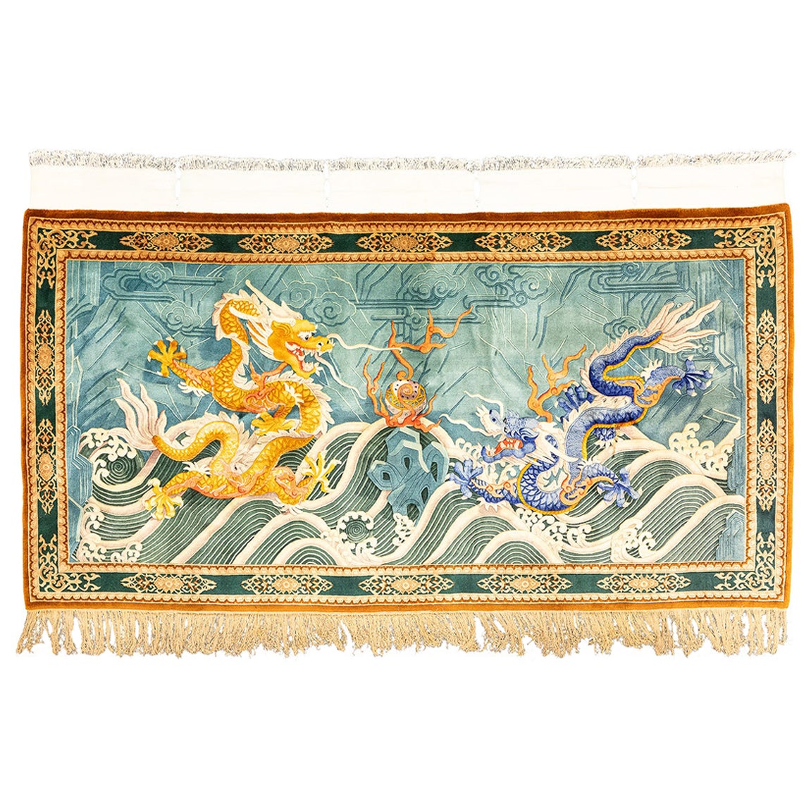 Chinese Rug By Walter Nichols in Relief-Technique For Sale