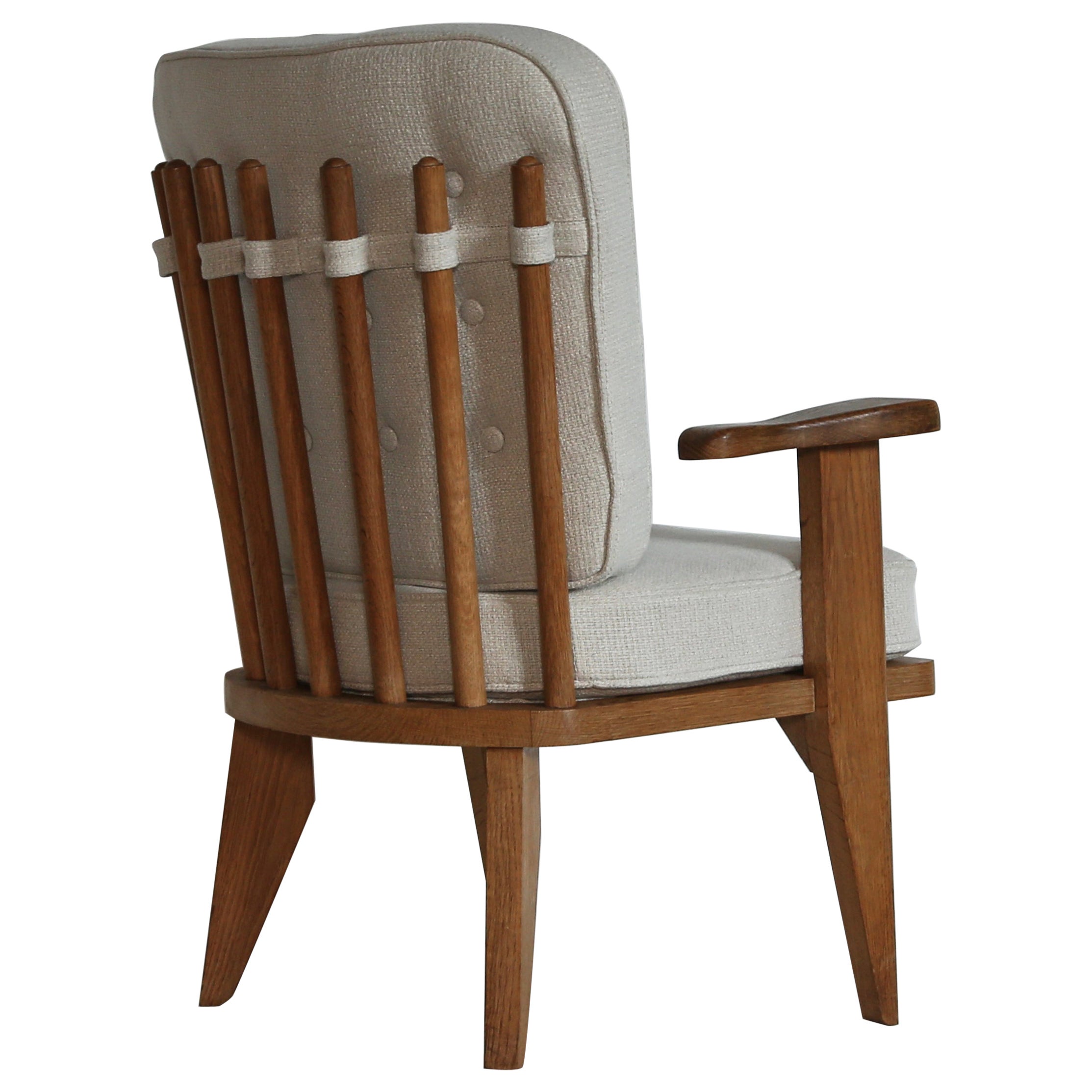 Guillerme et Chambron Oak Lounge Chair / Armchair, France, 1960s
