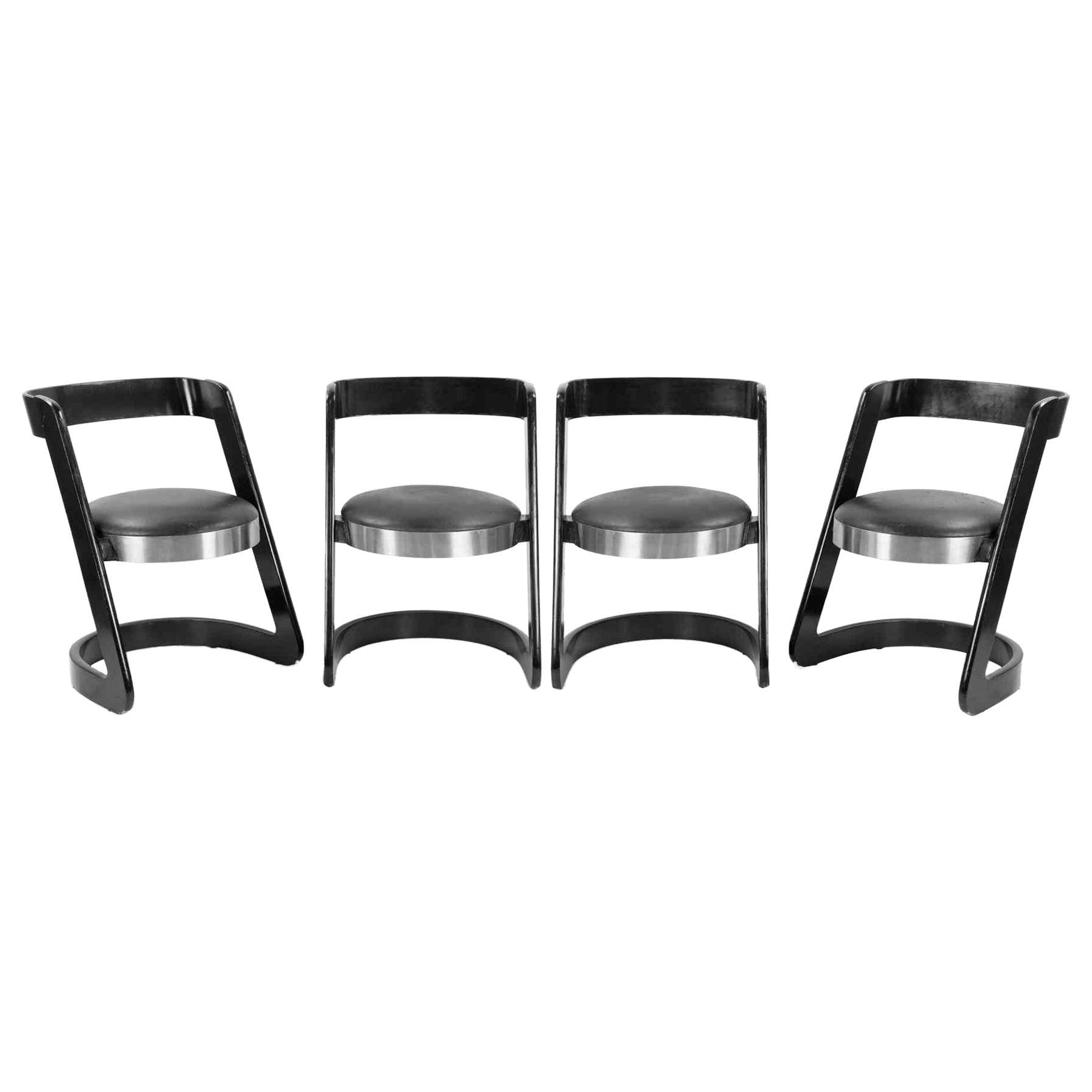 Set of 4 Chairs by Willy Rizzo for Mario Sabot, Italy 1970s