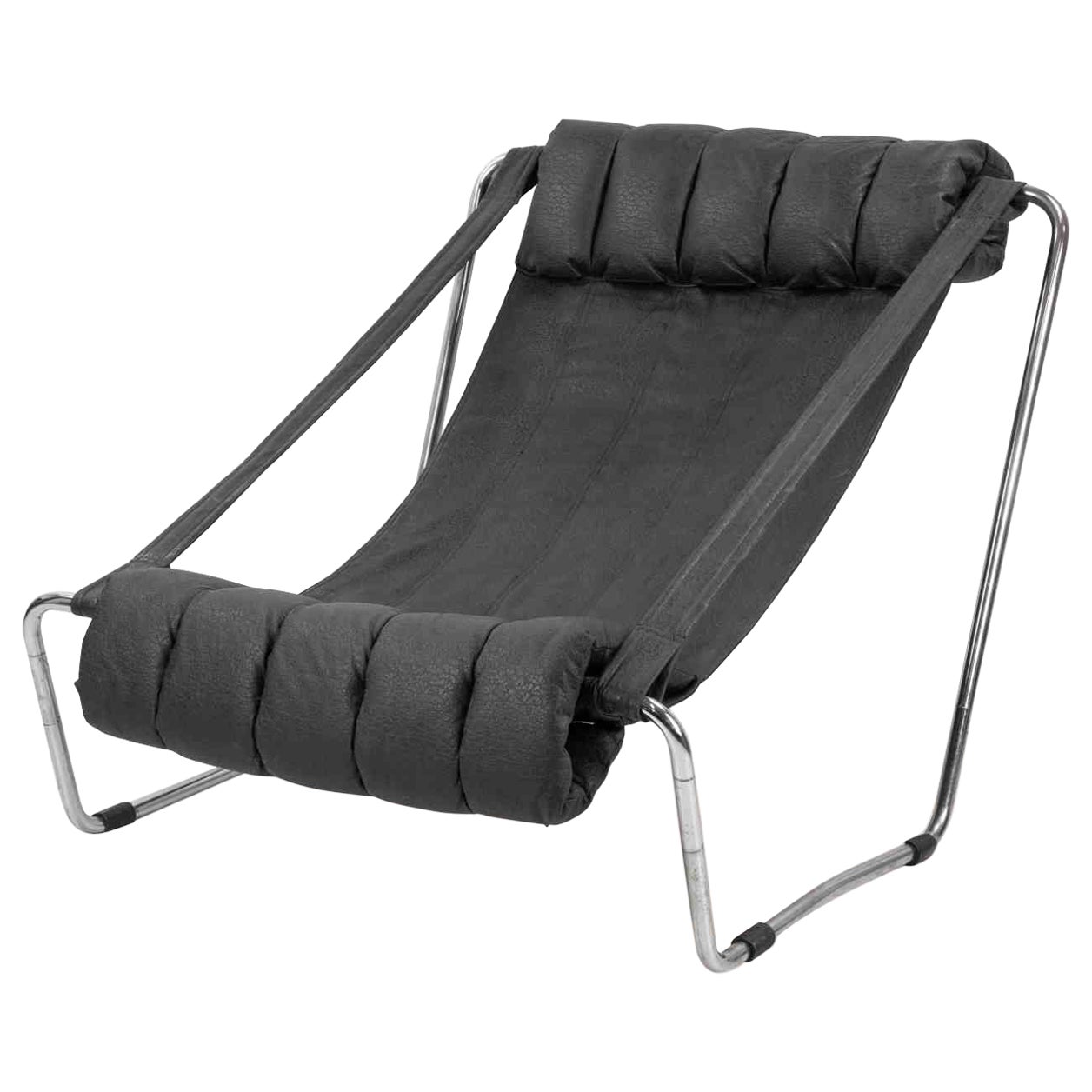 Chaise longue in pelle cromata di Corsini - Wiskemann per Cinova, anni '70