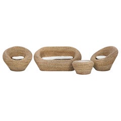 Set di divani in rattan Banana Tree vintage, anni '90