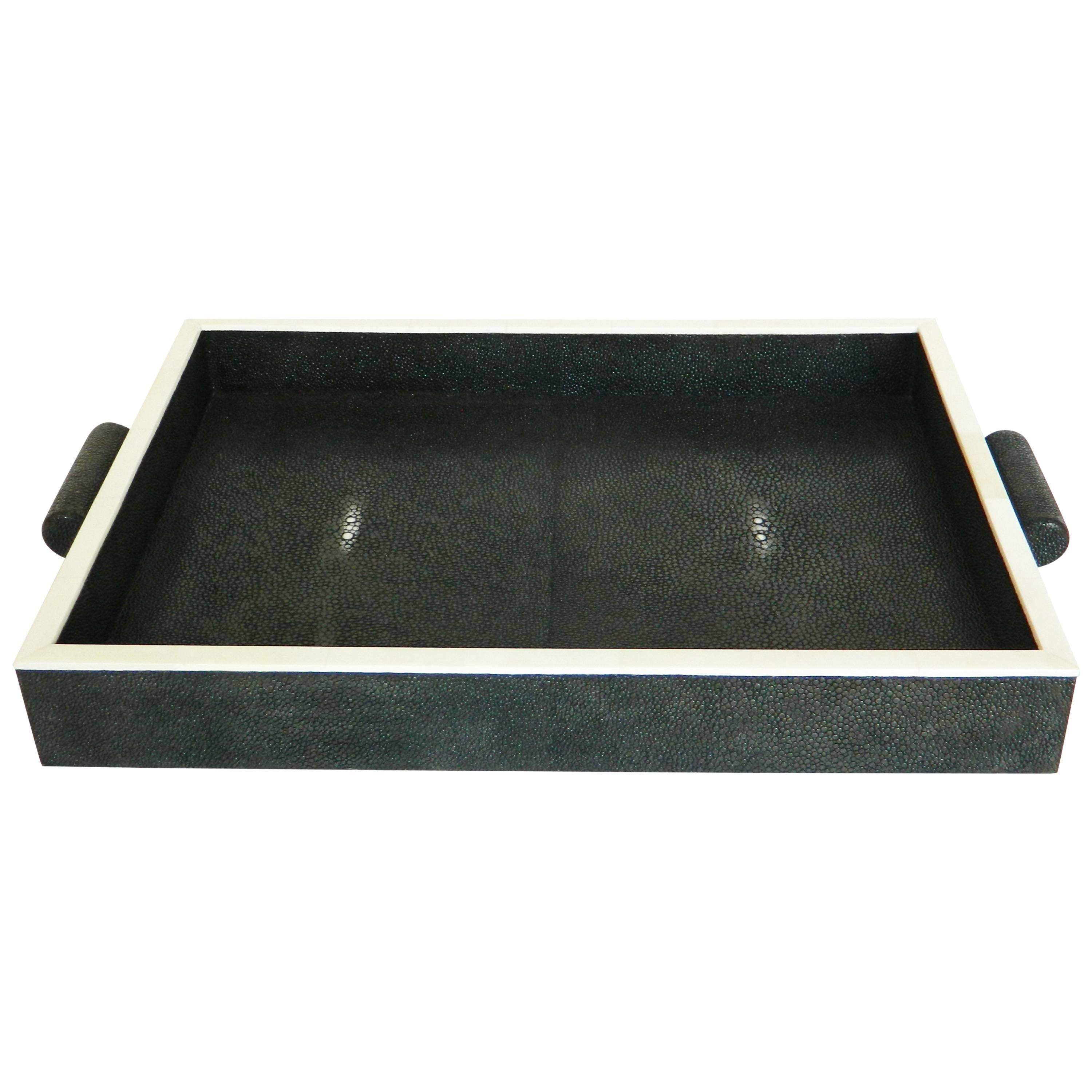 Authentic Shagreen and Bone inlay Tray For Sale