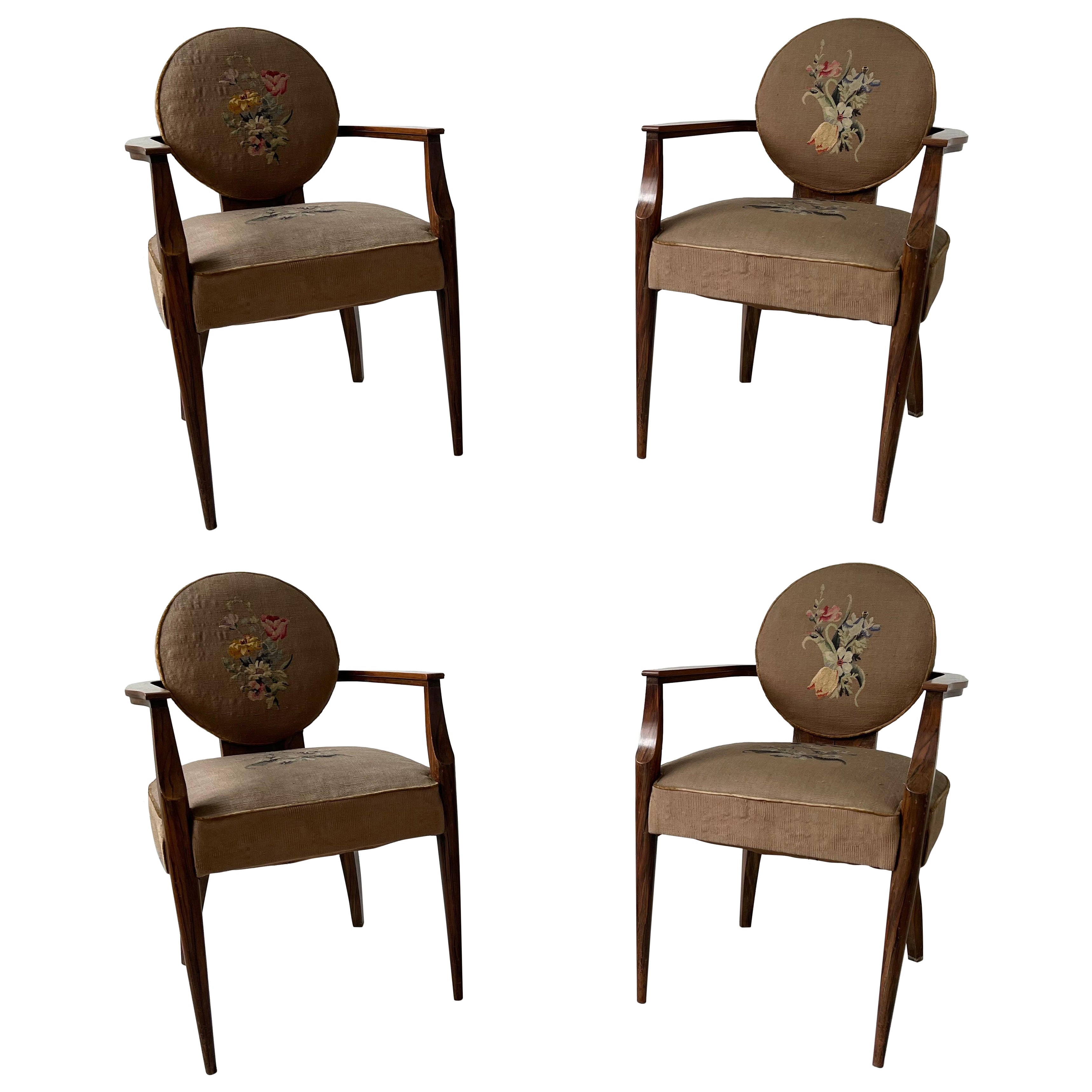 Set of 4 Art Deco armchairs by Jean Pascaud