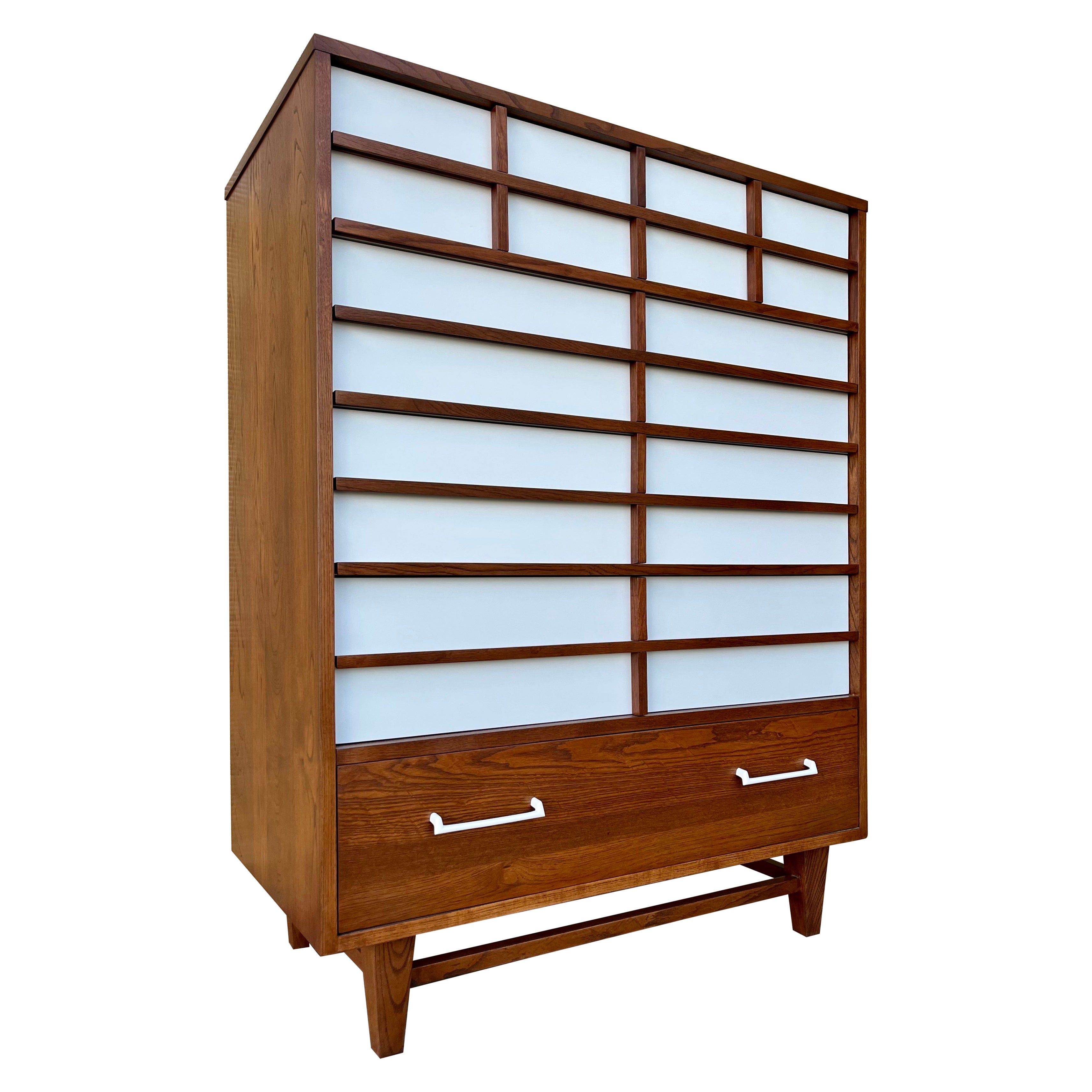 Comò Highboy di Royal Palm Furniture, rifinito in stile Mid-Century Modern. A.I.C.