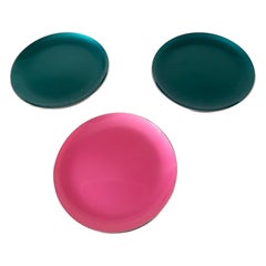A set of 3 Mid Century Modern Bjorn Engo Turquoise and Pink Plates
