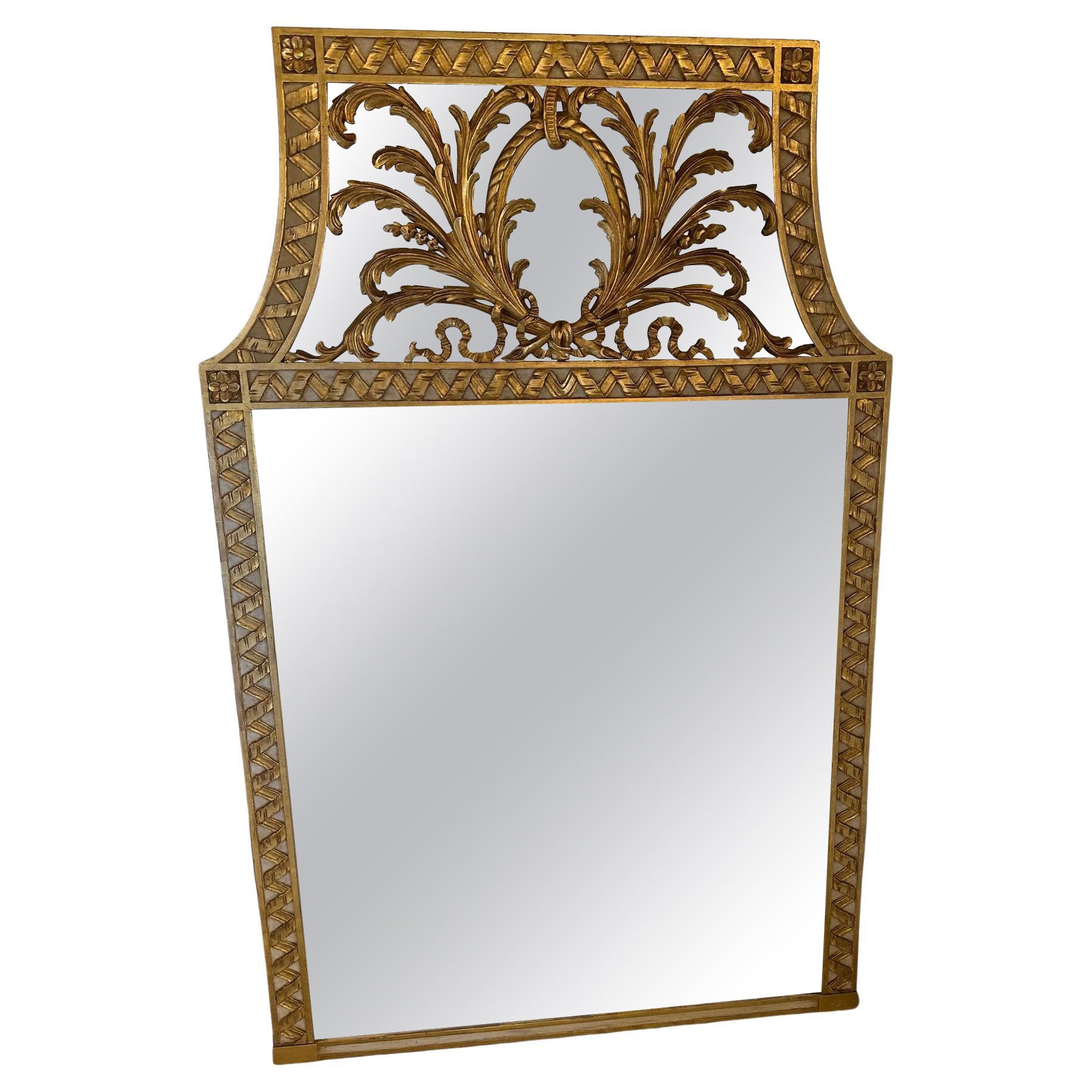 Magnificent Large Gilded Mirror with Ornate Top For Sale