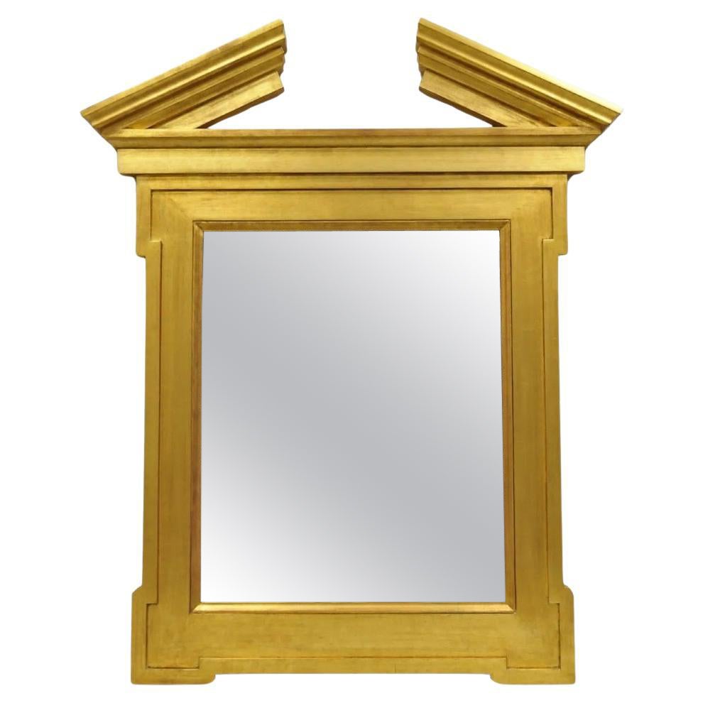 Donghia Empire Style Gold Gilt Wood Broken Arch Pediment Large Wall Mirror