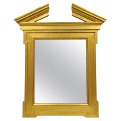Donghia Empire Style Gold Gilt Wood Broken Arch Pediment Large Wall Mirror