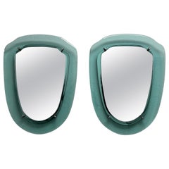 Pair of Italian Midcentury Blue-Green Glass Mirrors, Max Ingrand & Fontana Arte