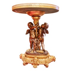 Antique A  19th c French gilt  and patinated bronze cherub gueridon Attrb to H. Picard