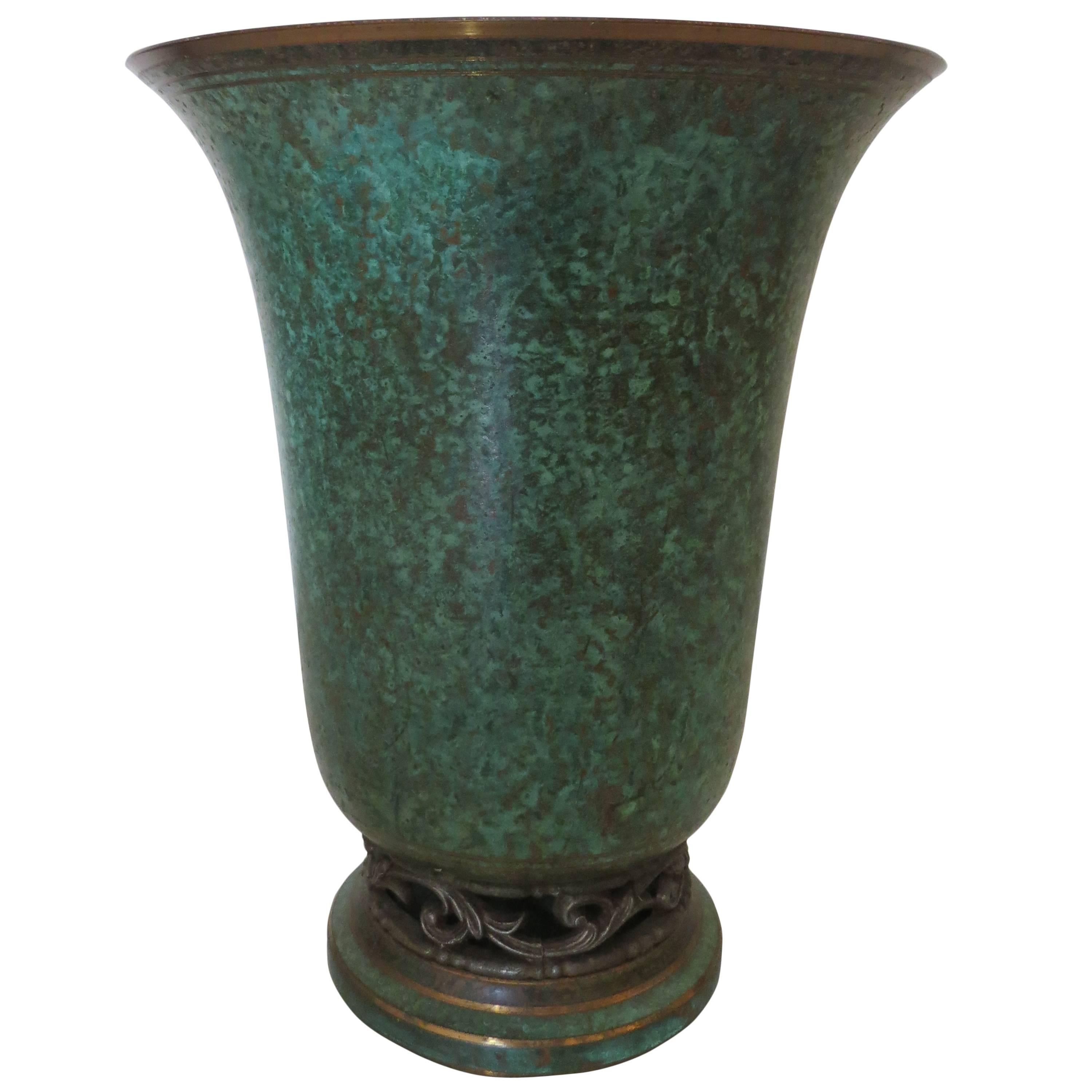 Vintage Art Deco Bronze Vase by Carl Sorensen For Sale