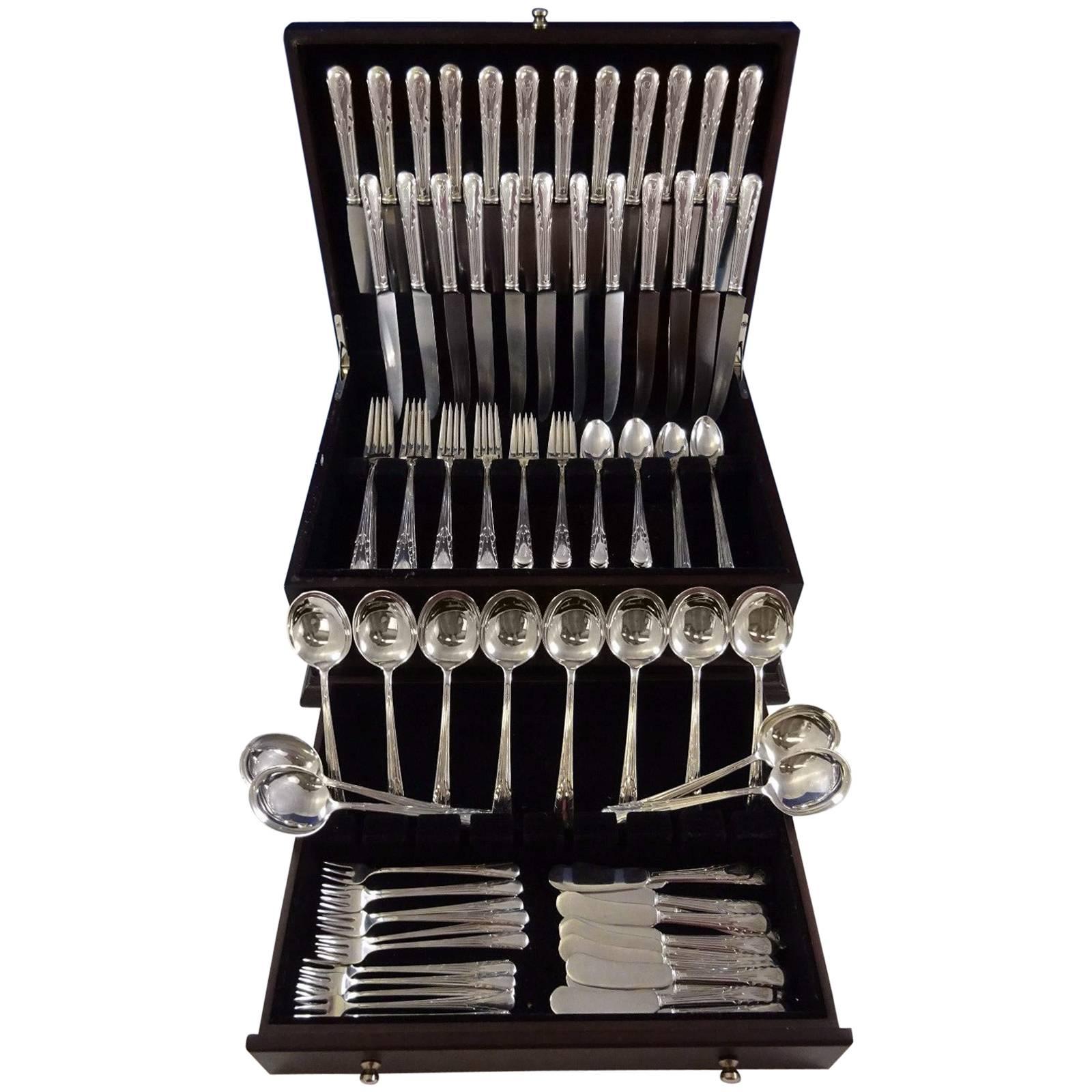 Orchid by International Sterling Silver Flatware Dinner Service Set 120 Pieces For Sale