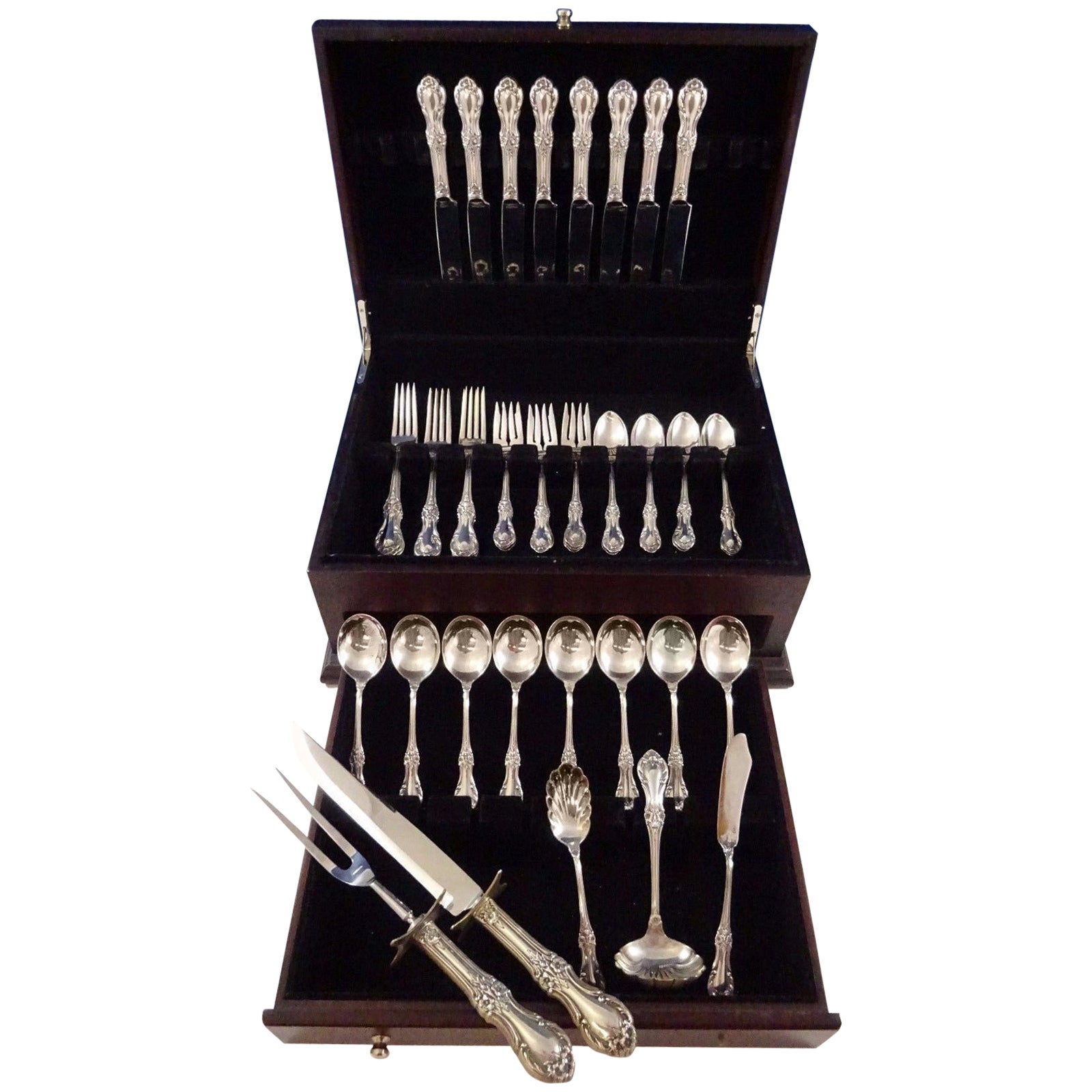 International Wild Rose Butter Spreader Flat Handle Sterling Silver Flatware