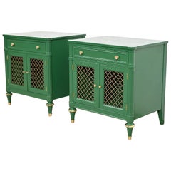 Kindel Furniture French Regency Louis XVI Lacquered Nightstands, Refinished