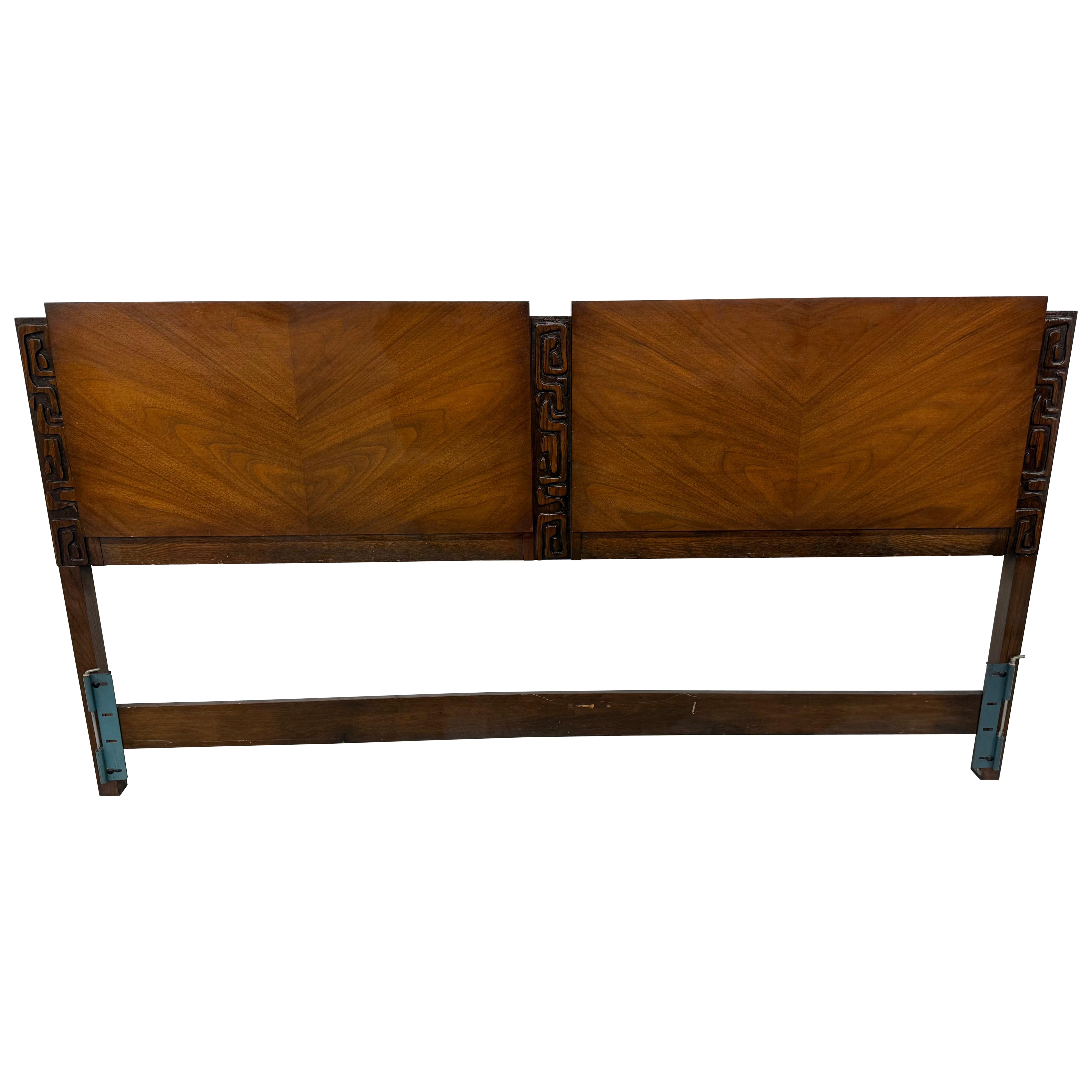 Mid-Century Modern United Tiki Walnut King Headboard