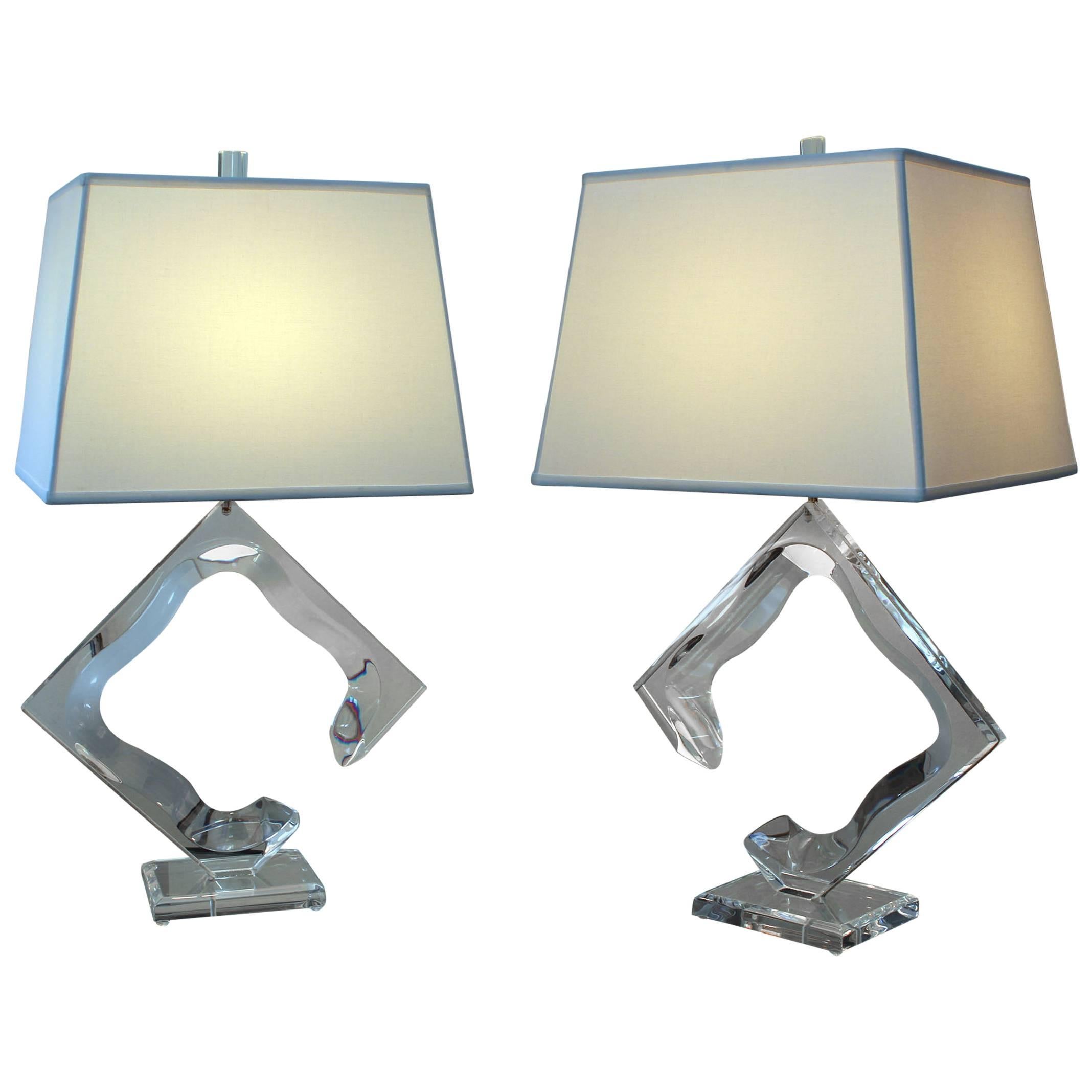 Pair of Van Teal Lucite Lamps For Sale