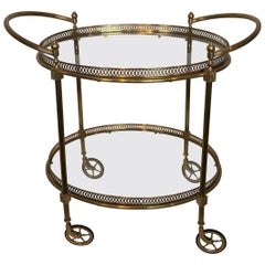 Oval Brass Bar Cart by Maison Jansen
