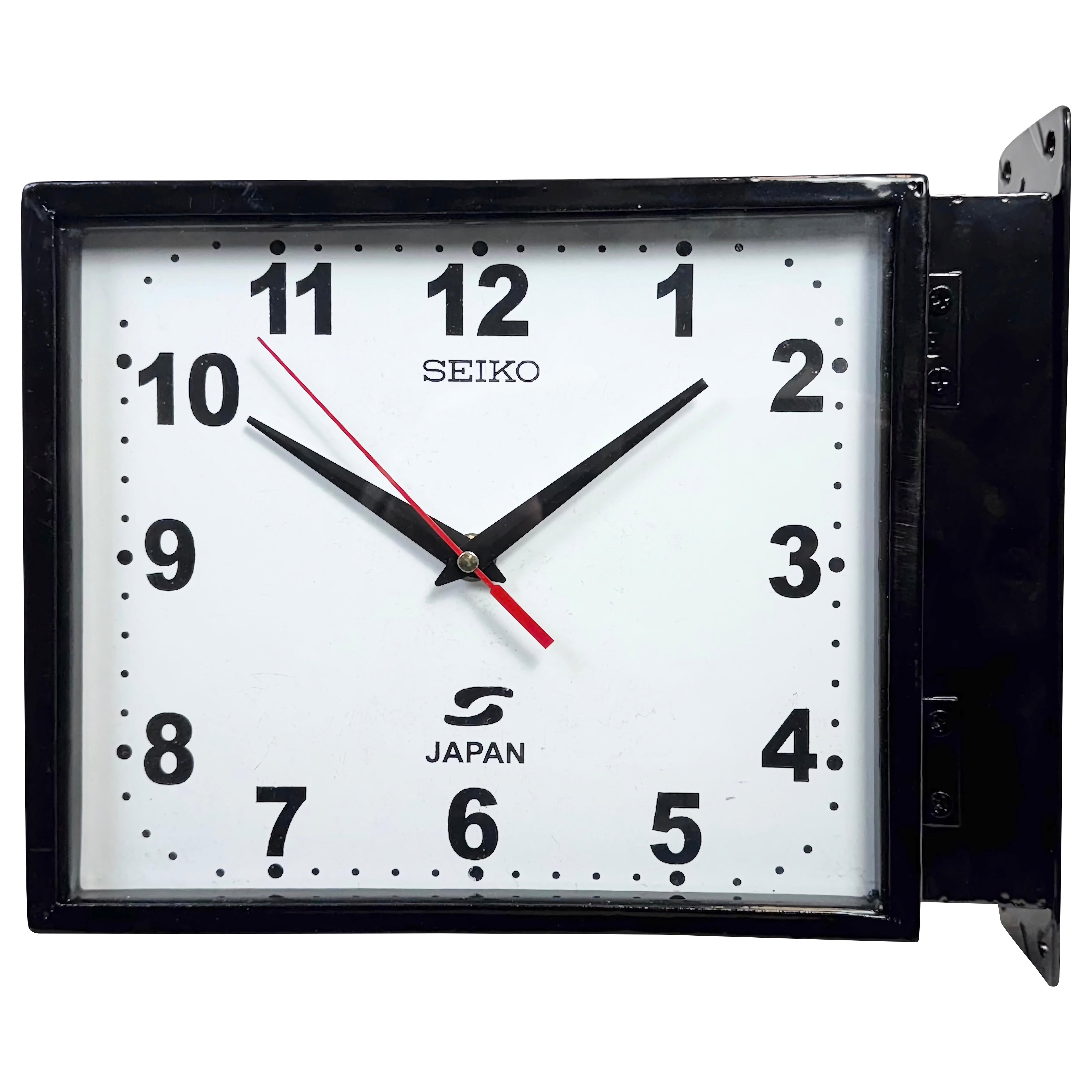 Reloj de pared vintage Seiko Maritime negro de doble cara, años 1970