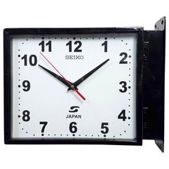Reloj de pared vintage Seiko Maritime negro de doble cara, años 1970
