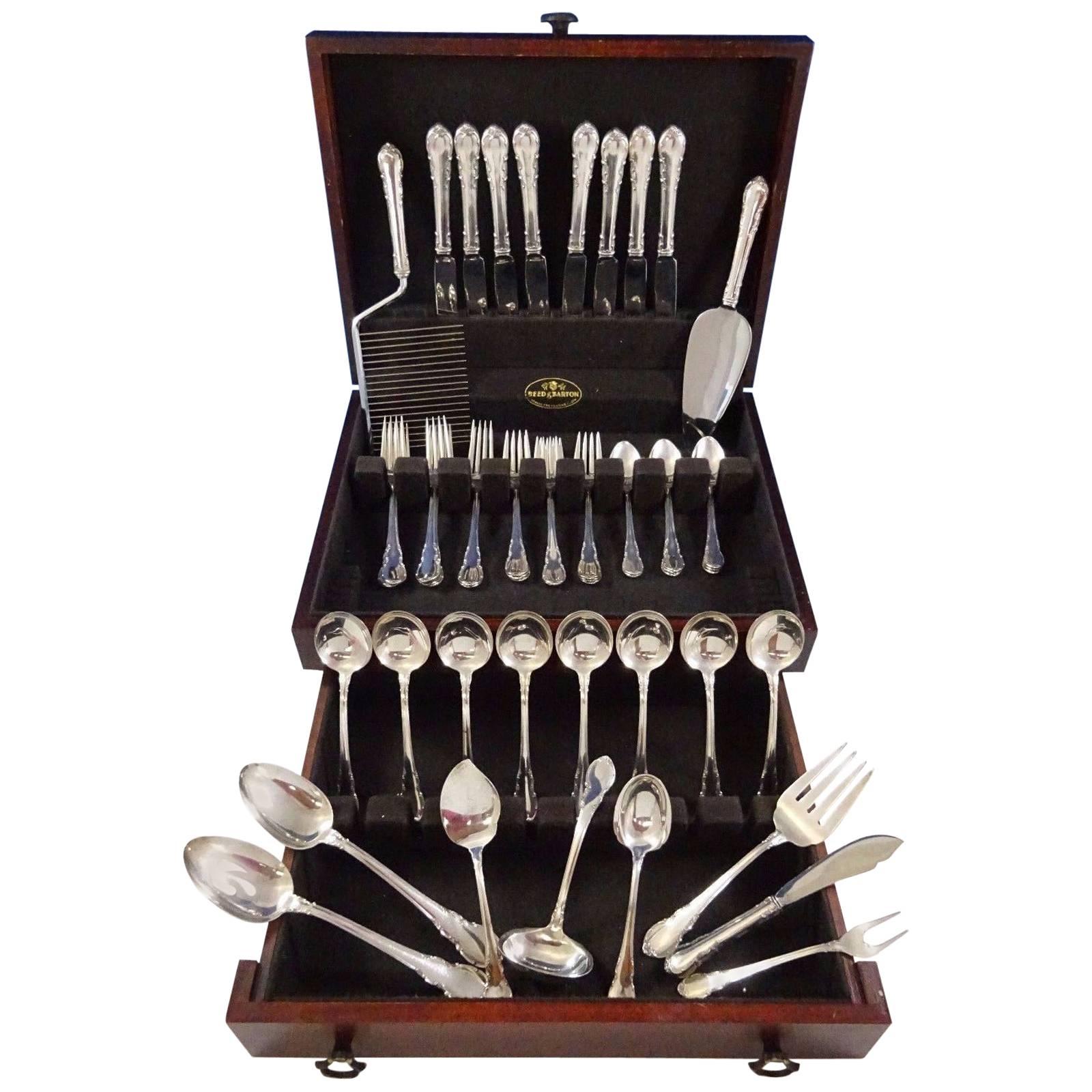 Modern Victorian by Lunt Silver Flatware Set for Eight Service 50 Pieces
