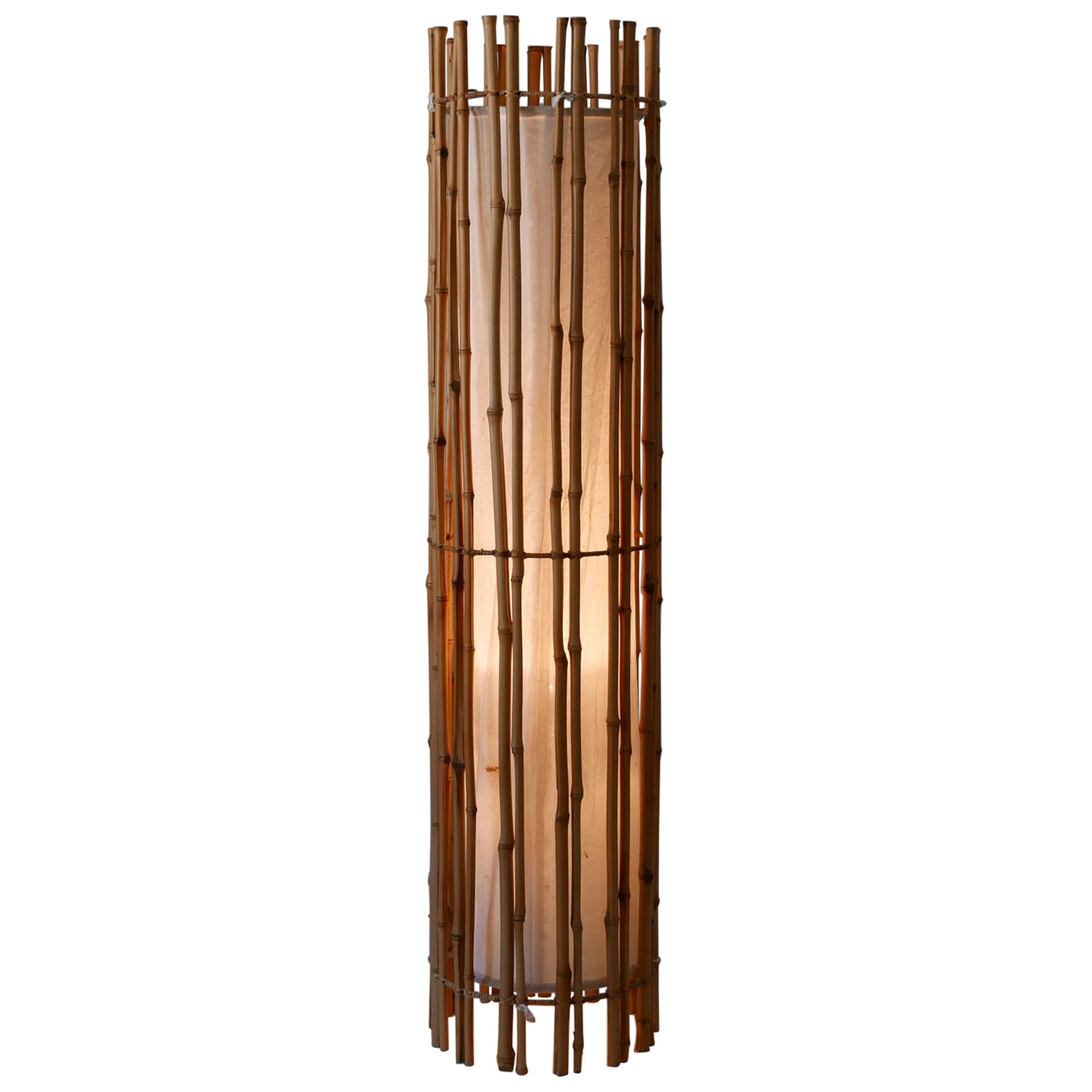 Elegant Mid Century Modern Bamboo Floor Lamp by Louis Sognot France 1960s For Sale
