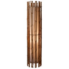 Elegant Mid Century Modern Bamboo Floor Lamp by Louis Sognot France 1960s