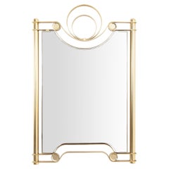 Mid-century modern Italian Modern Curved Satin Brass Wall Mirror Frigerio, 1970er Jahre