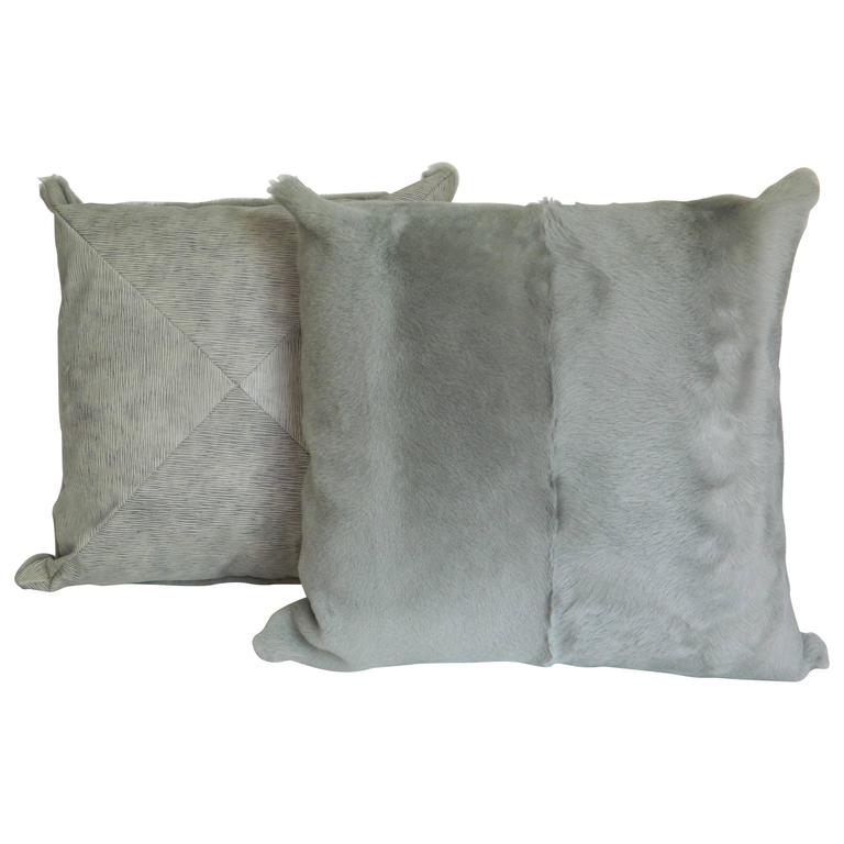 Italian Shearling Pillows with Leather Backing at 1stdibs