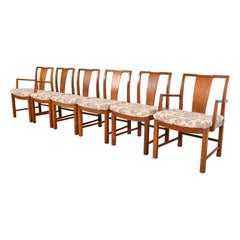 Michael Taylor for Baker Furniture Mid-Century Modern Walnut Dining Chairs, Six