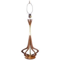 Figural Sculptural Carved Walnut Base Table Lamp 3