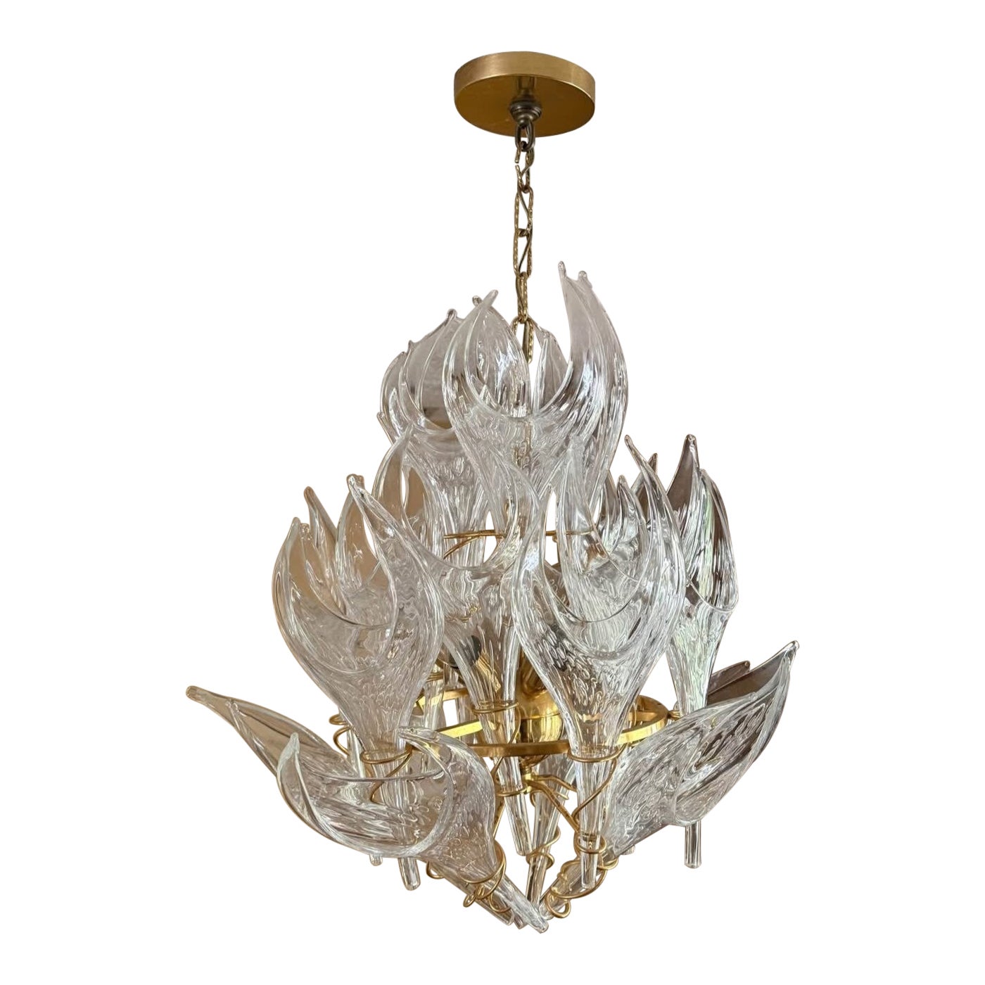 Mazzega Murano Flame Chandelier 1970s