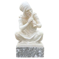 Escultura de mármol de Carrara de estilo arabesco italiano del siglo XIX Firmada Pugi