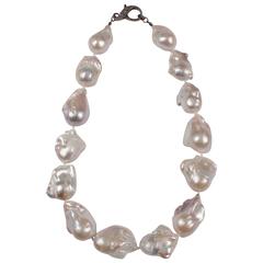 Baroque Pearl Necklace with Diamond Clasp