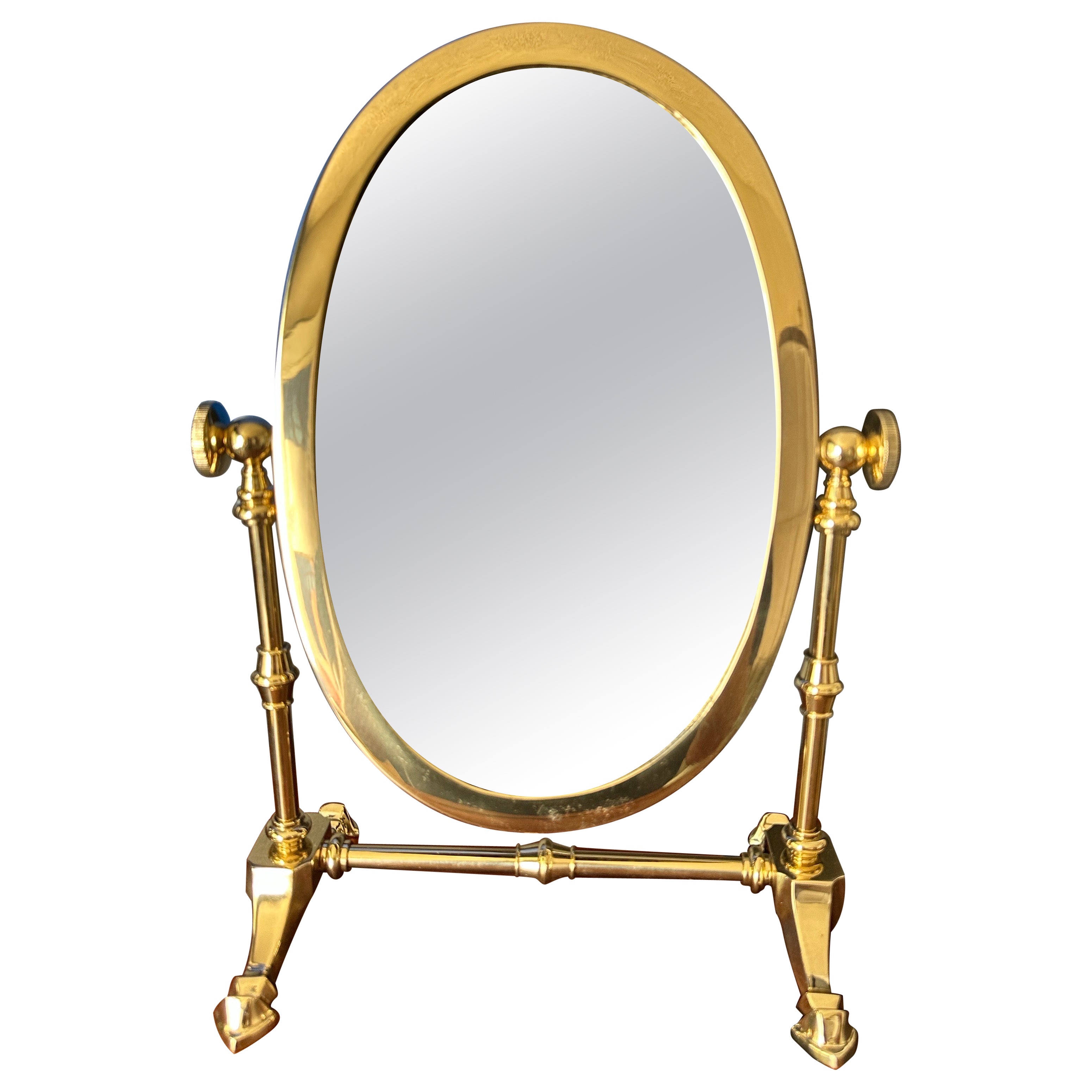 Petite Brass Tilting Vanity Mirror